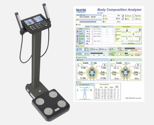 Tanita body composition analyzer and sample results